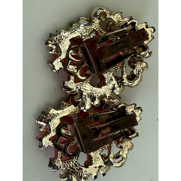 Vintage 60's Pink Thermoset Chevron Shaped Bracelet and Earring Set - Picture 3 of 9